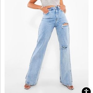 Acid Wash Rip Split Hem Jeans